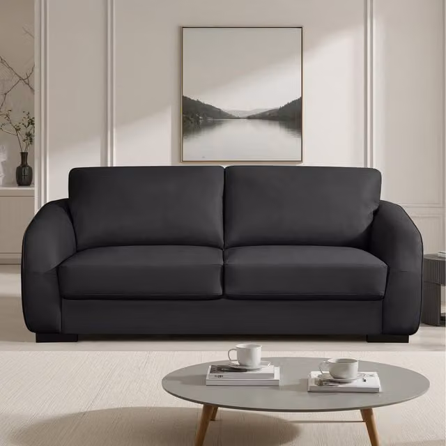 Artemis Home Brandon 3 Seat Sofa in Black Bonded Leather