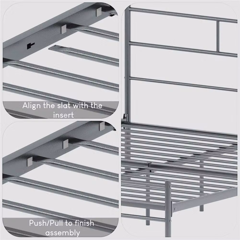 FORGEVIO Dorset King Size Bed, Silver Lacquered Metal Steel Frame, W/D/H: 150 x 200 cm – 3