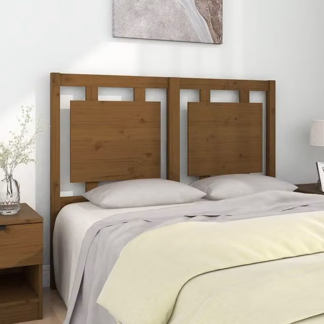 Berkfield Home Rustic Solid Pine Wood Bed Headboard, Honey Brown, W: 125.5 cm, D: 4 cm, H: 100 cm
