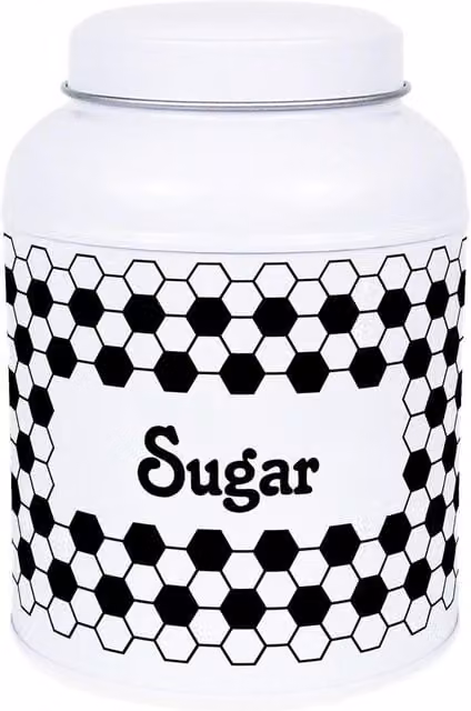 Purely Home Hexagon Geometric Metal Tea Canister with Small Domed Lid in Black or White