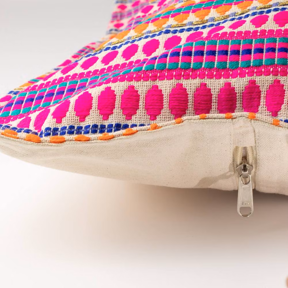 Serenityy Pink Woven Cotton Striped Lumbar Cushion Cover, W/D/H: 30 x 50 x 1 cm – 2