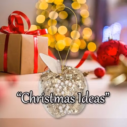 VFM e-Store Christmas Velvet Apple Hanging Decoration in Gold and Green, H 13 cm x W 8 cm – 4