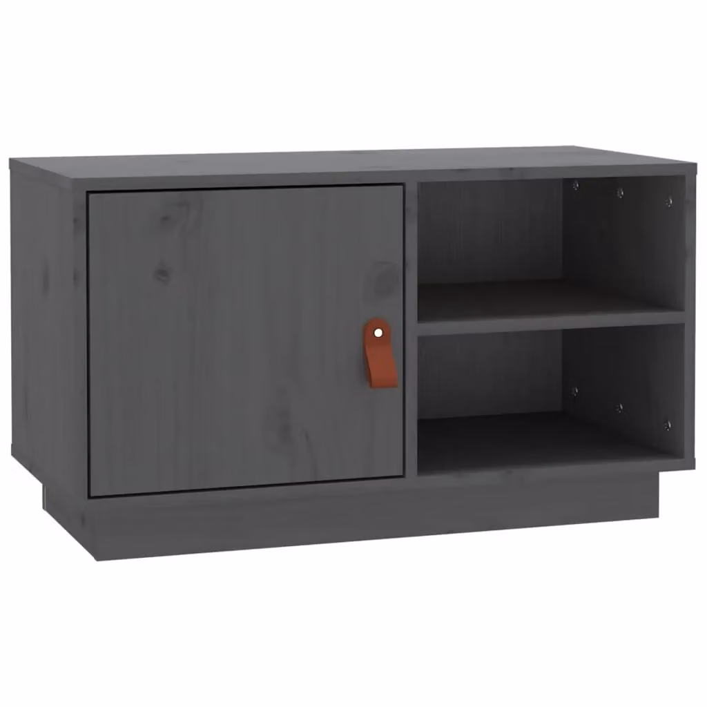 Berkfield Home Grey Rustic Solid Wood Pine TV Cabinet W/D/H: 70 x 34 x 40 cm – 2
