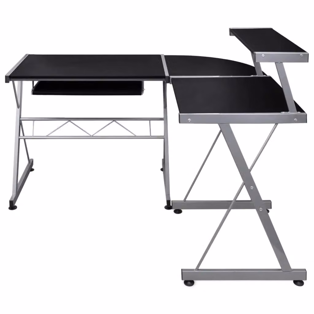 Berkfield Home Corner Computer Desk in Black, W/D/H: 132 x 112 x 99 cm – 2