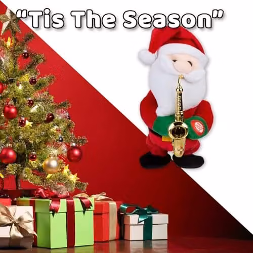 VFM e-Store Musical Santa Christmas Decoration, Red, W: 20 cm, H: 14 cm – 6