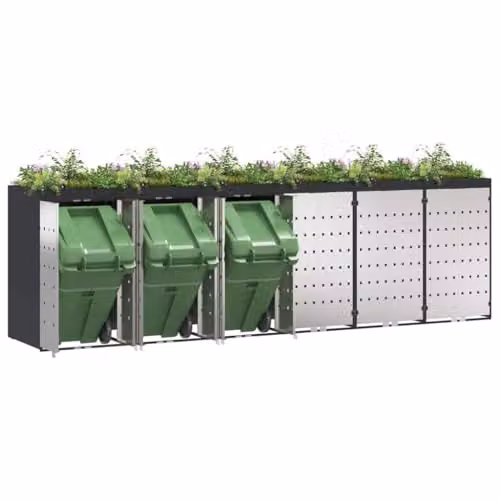 vidaXL Steel Wheelie Bin Storage for 6 Bins, Anthracite – 1