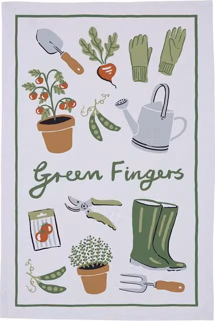 Ulster Weavers Green Fingers Leaf Print 100% Cotton Tea Towel in Green and Multicolour