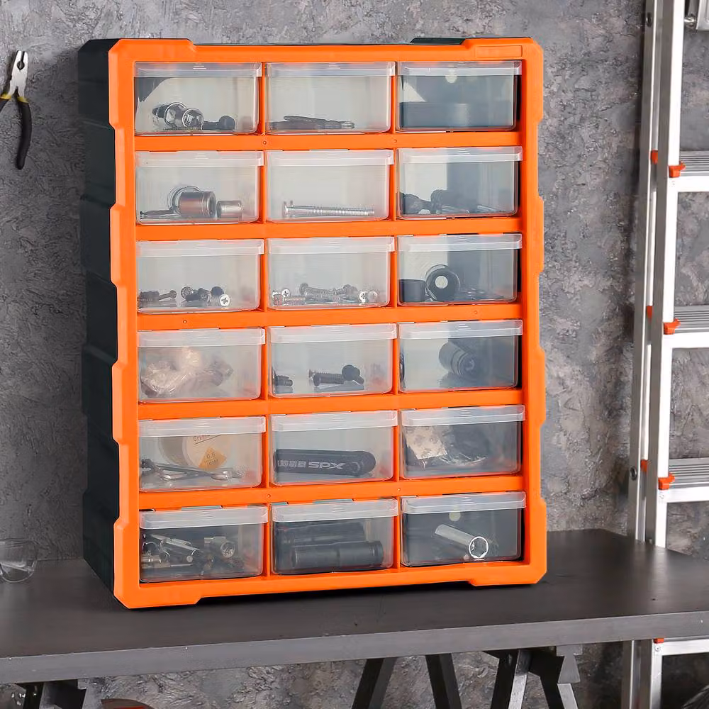 Dprodo 18-Drawer Plastic Storage Cabinet in Orange – 7