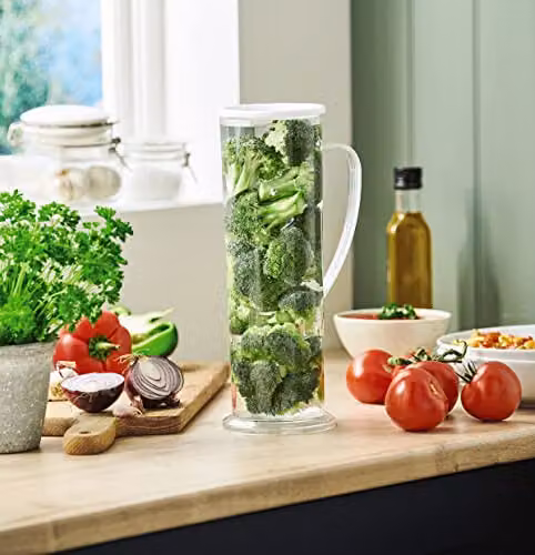 mysmartbuy Express Pasta or Vegetable Cooker, 1.75L Energy Saving Cooking Jug with Thermal Lid and Strainer, Transparent, H: 31.5 cm, W: 10.5 cm, D: 10.5 cm – 5