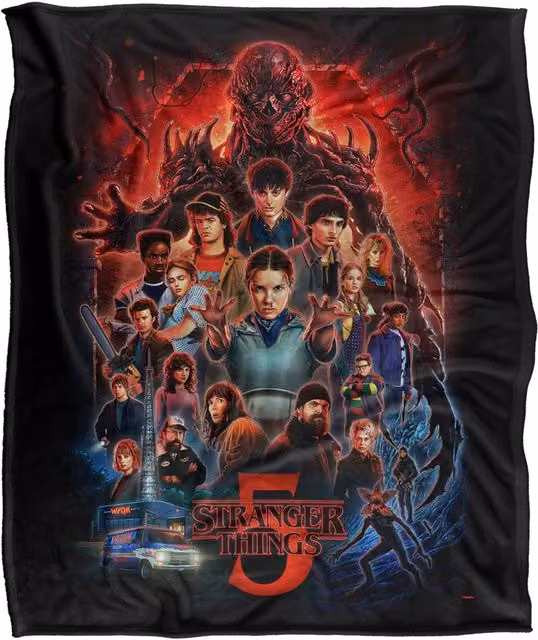 Stranger Things Season 5 Poster Super Soft Throw Blanket, Multicolour, W: 152 cm, D: 127 cm – 1