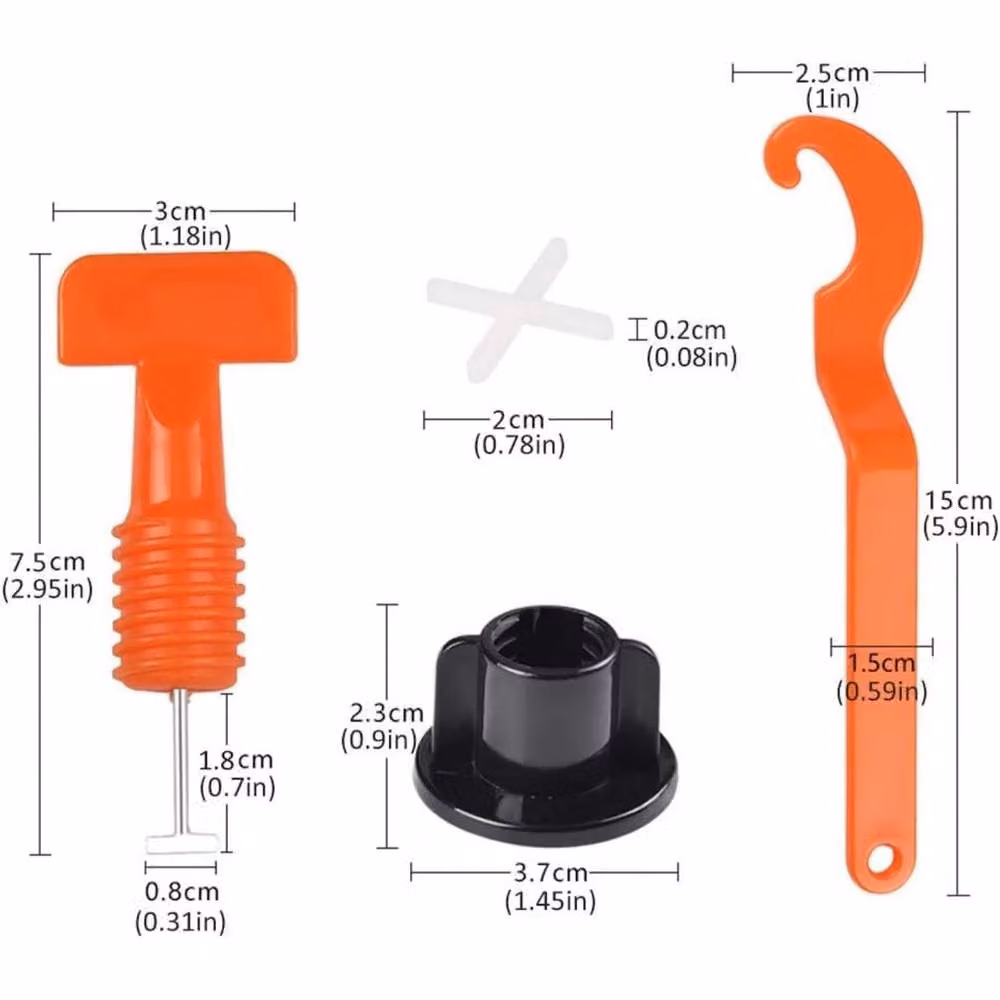 SPETLEK Tile Leveling System Kit in Orange with 300 Clips, 6 Wrenches and 1200 Spacers – 2