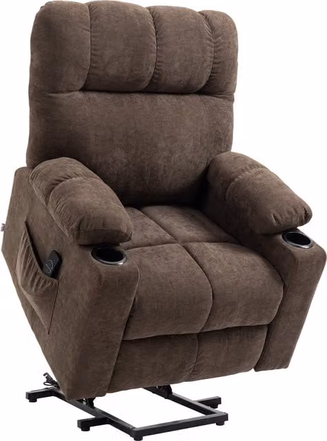 HOMCOM Electric Power Lift Riser and Recliner Chair for Seniors in Brown Velvet – 1