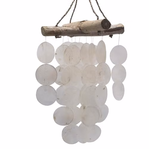 KDMD White Pearl Effect and Driftwood Cross Hanging Chime