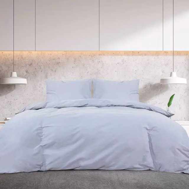 Berkfield Home Elegant Cotton Duvet Cover and Pillowcase Set in Grey, W/D/H: 135 x 200 cm and 80 x 80 cm – 1