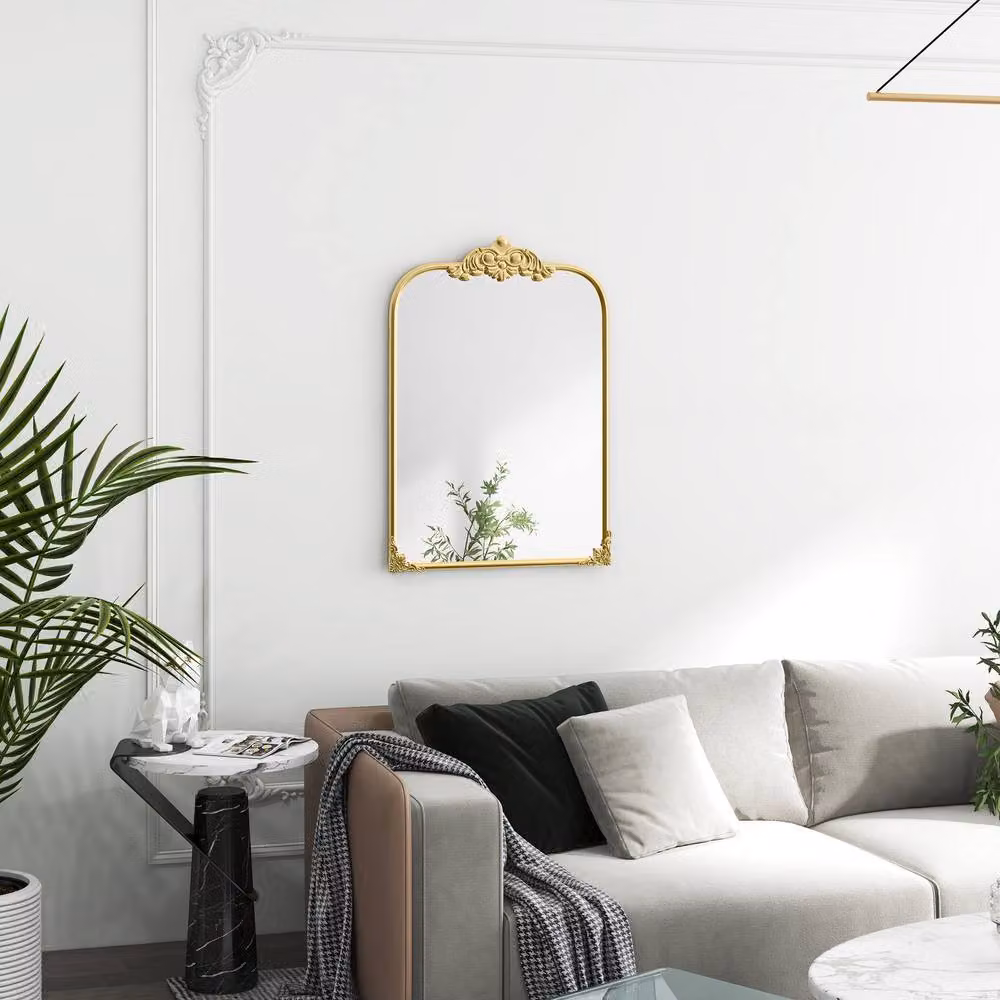 HOMCOM Decorative Baroque Wall Mirror with Gold Metal Frame and Floral Design – 2