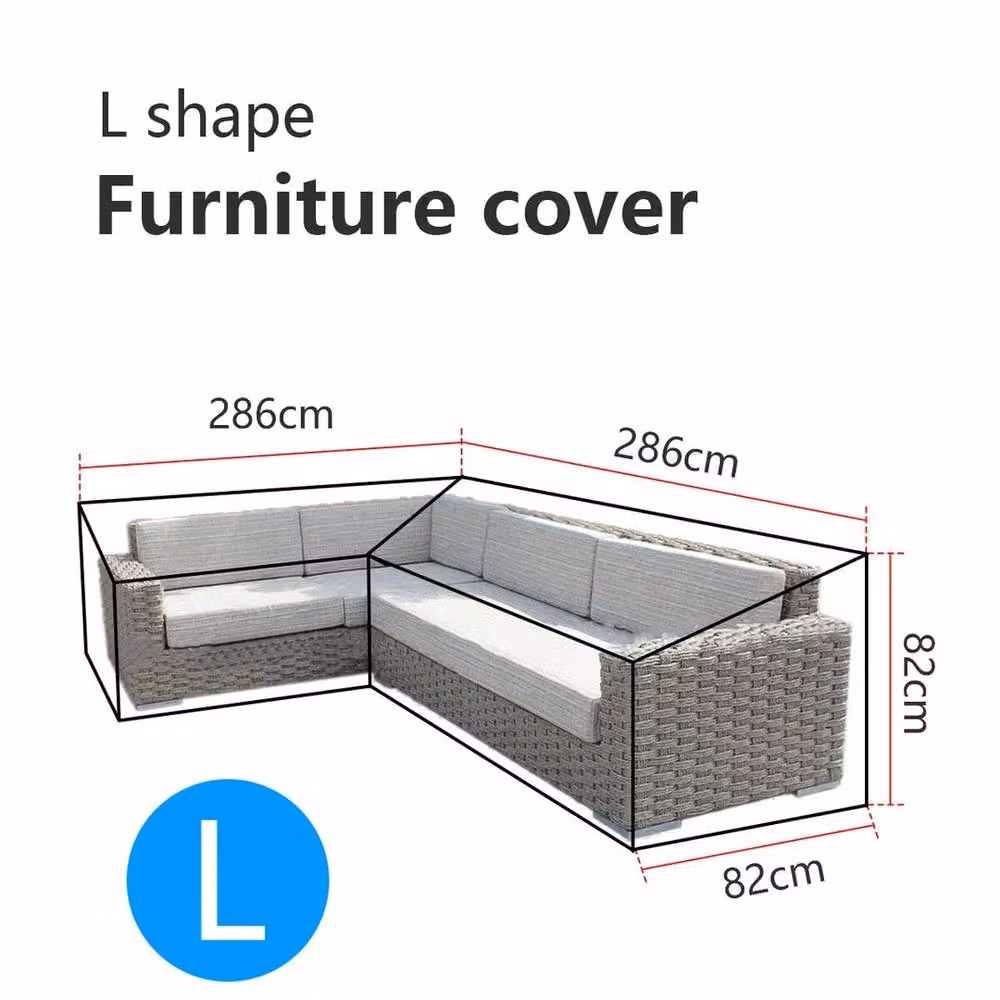 Kelvenix Heavy Duty L-Shaped Corner Sofa Furniture Cover, Black, W/D/H: 286 x 286 x 82 cm – 2
