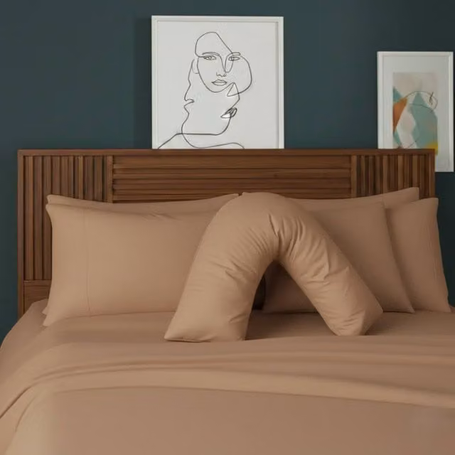 Snug City V Shape Maternity Pillowcase in Beige Polycotton