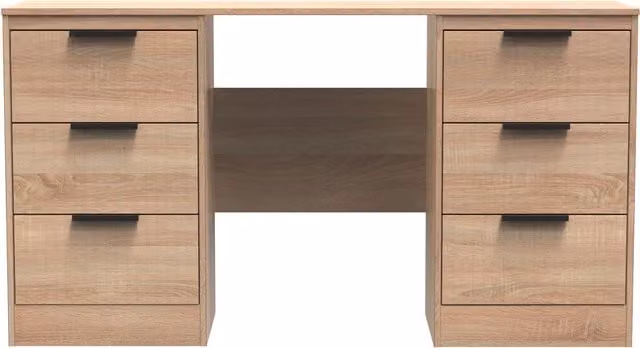 Ready Assembled 2 U Denver 6 Drawer Kneehole Desk in Light Oak