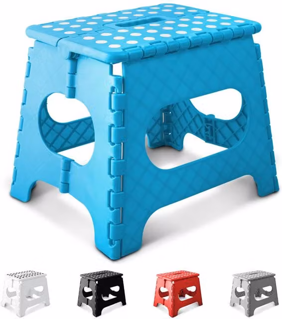 Keplin Heavy Duty Folding Step Stool, Non-Slip Portable Footstool in Blue – 1