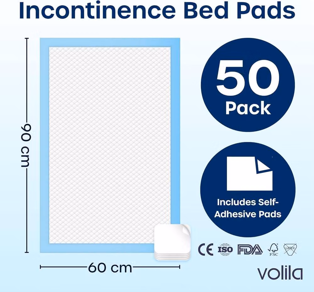 volila Triple Layer Incontinence Bed Pads, Soft and Waterproof, Aqua, W: 90 cm, D: 60 cm – 2