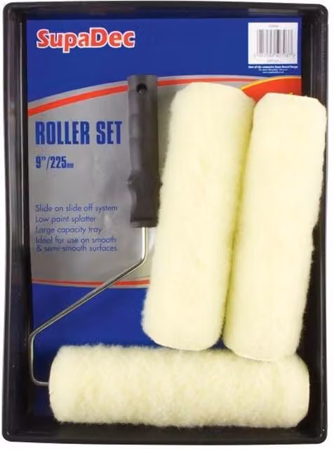 SupaDec Paint Roller Set with Frame, Sleeve and Tray in Yellow