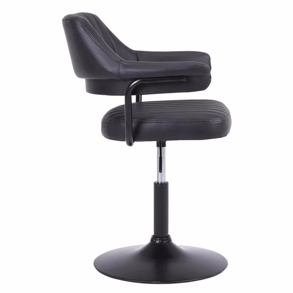 VOGREX Black Faux Leather Plush Salon Hairdressing Chair with Armrests and 360 Degree Swivel – 2