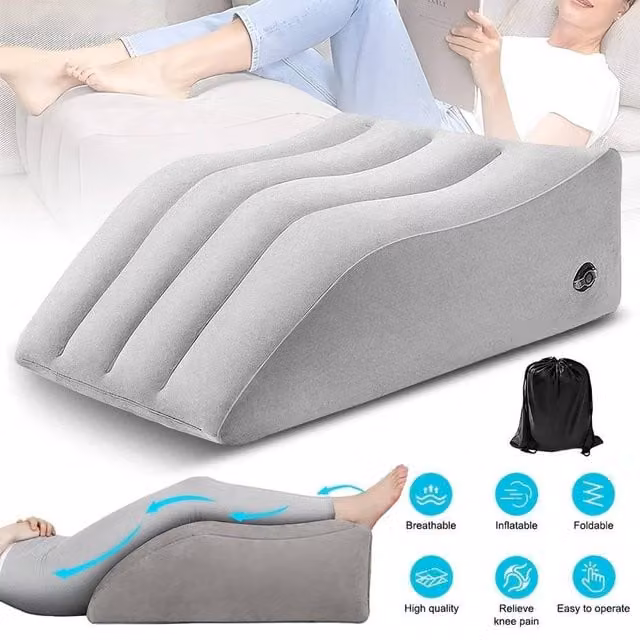 PAWNORA Inflatable Wedge Pillow for Leg and Knee Elevation in Grey