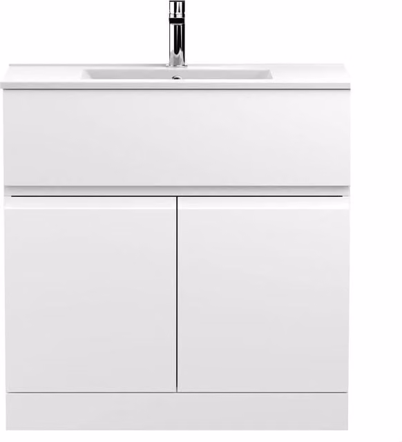 Balterley Mavesyn 2 Door 1 Drawer Freestanding Vanity Basin Unit, Satin White, W: 80 cm