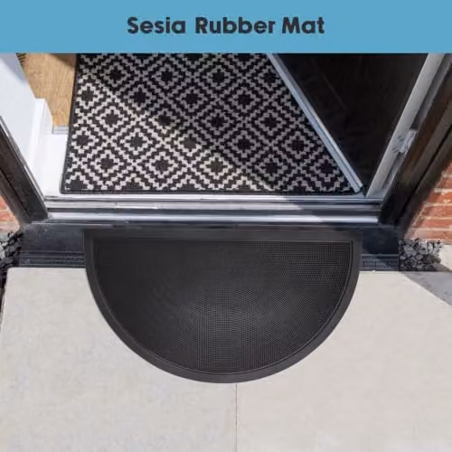 JVL Sesia Semicircular Black Rubber Scraper Doormat W: 40 cm, D: 70 cm – 6