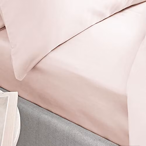 Bianca 400 Thread Count Cotton Mako Satin King Fitted Sheet, Pink, W: 180 cm, D: 200 cm, H: 36 cm