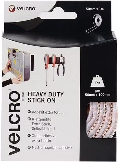 Velcro Heavy Duty Double Sided Stick On Tape, White, Width: 5 cm, Length: 1 m