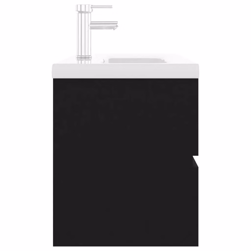 Berkfield Home Modern Black Sink Cabinet with Ceramic Basin and MDF Construction – 4