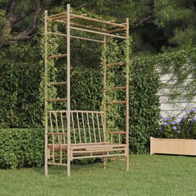 Berkfield Home Brown Bamboo Garden Bench with Pergola – 1