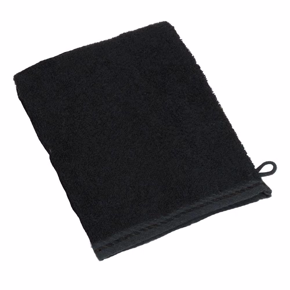 ARTG Black Fluffy Cotton Terrycloth Wash Glove with Satin Trim – 2
