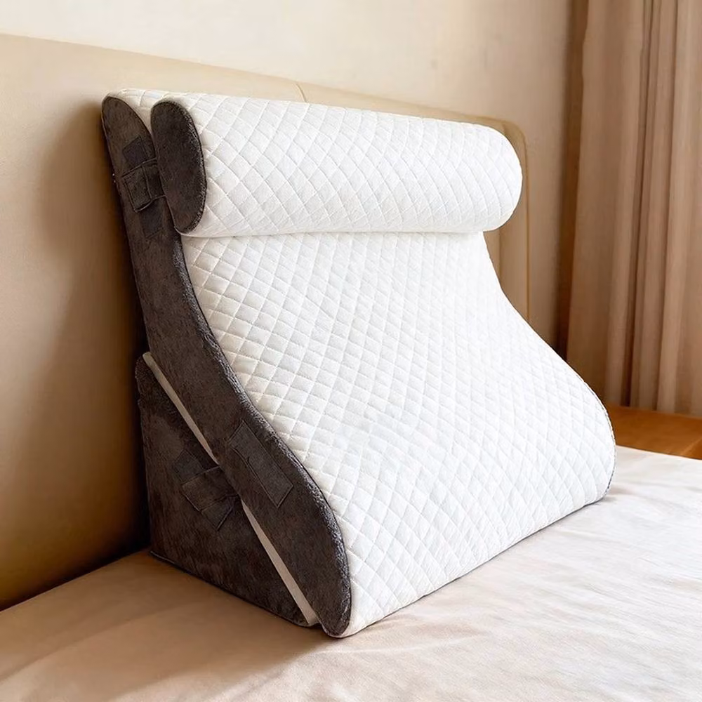 VOGREX 10-in-1 White Memory Foam Wedge Support Pillow for Back, Knee and Neck Support – 3