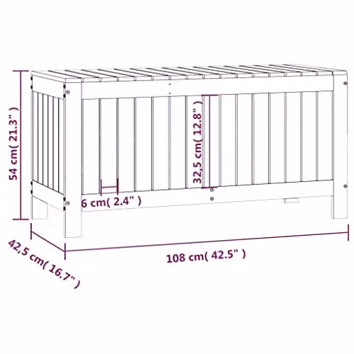 vidaXL Grey Garden Storage Box made of Solid Pine Wood W/D/H: 108 x 42.5 x 54 cm – 3