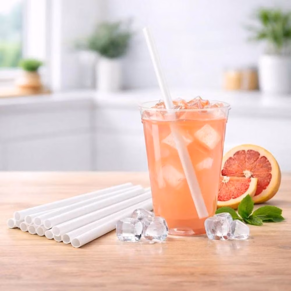 ECONX White Paper Straws, 22.86 cm Straight Smoothie Straws, Pack of 200 – 2