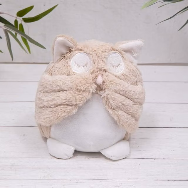 Annibells Organic Textile Owl Doorstop in Beige, White and Grey