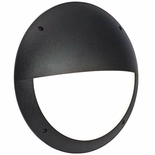 Loops IP65 Outdoor Round Wall Ceiling Lamp Black 12W LED 800 Lumen Diameter: 300 mm