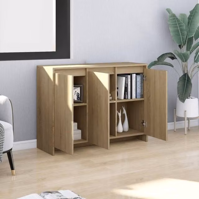 Berkfield Home Sonoma Oak Sideboard in Beige, W/D/H: 102 x 33 x 75 cm – 1