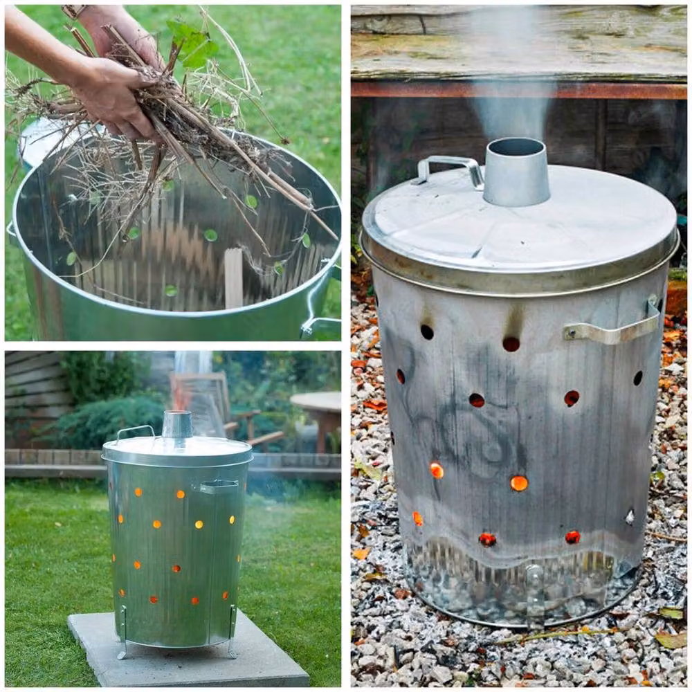FLAVORA 90 L Galvanised Steel Garden Waste Incinerator in Metallic Silver – 3
