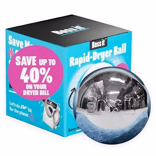 Boss It Rapid Dry Tumble Dryer Balls in Metallic Silver, 2 Pack – 1
