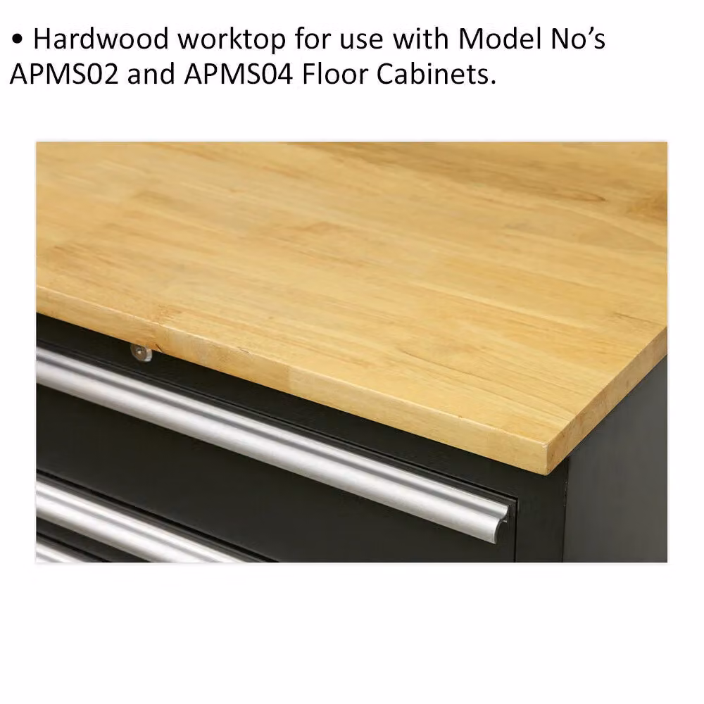 Loops Brown Hardwood Worktop for ys02602 and ys02604 Modular Floor Cabinets, W: 155.0 cm, D: 64.0 cm, H: 2.5 cm – 2