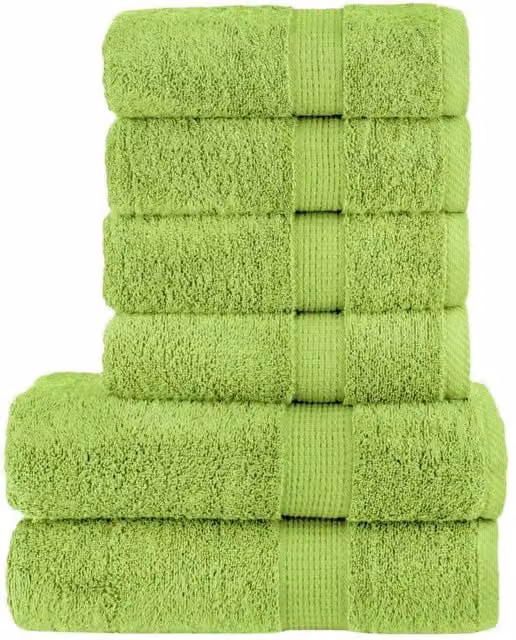 Berkfield Home SOLUND 6 Piece Premium Cotton Terry Towel Set in Apple Green, 600 gsm – 1