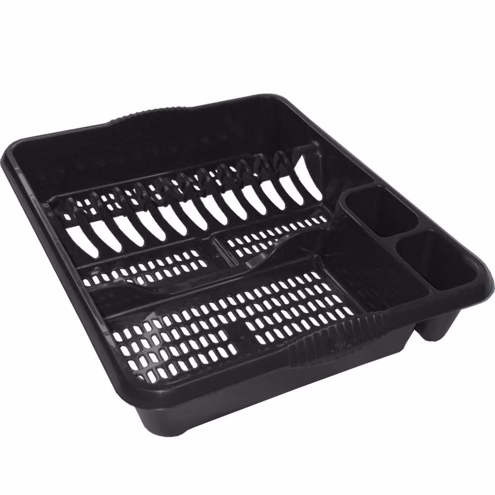Flavora Midnight Black Large Kitchen Dish Drainer Rack with Cutlery Holder – 3
