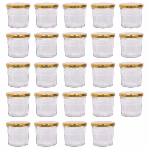 Argon Tableware Glass Jam Jars with Airtight Gold Lids, 130ml, Pack of 24 – 1