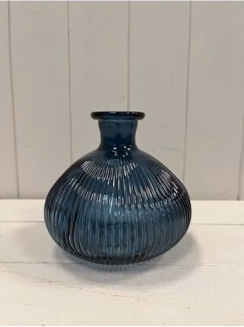 KDMD Modern Striped Glass Decorative Tabletop Bottle in Blue