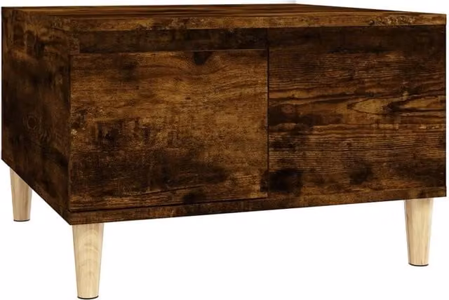 Berkfield Home Smoked Oak Coffee Table in Brown, W/D/H: 55 x 55 x 36.5 cm