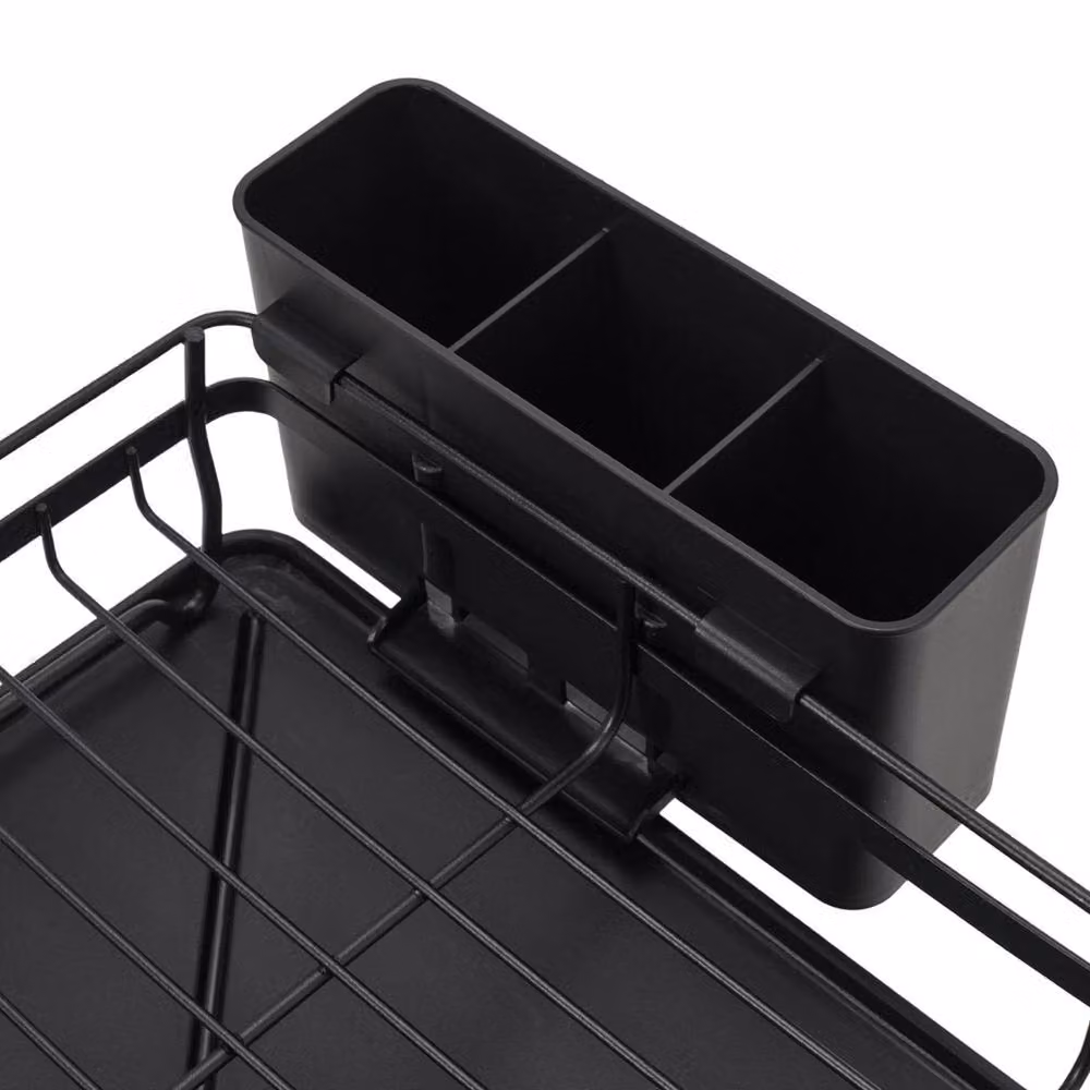 Garden Sanctuary Expandable Metal Dish Drainer with Drip Tray and Cutlery Holder in Black – 7