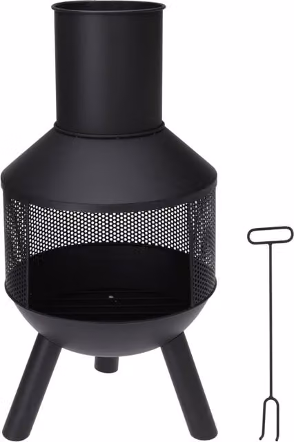 Idooka Black Metal Chiminea with Tripod and Poker